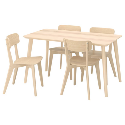 Sto i 4 stolice, jasenov furnir/jasen, 140x78 cm