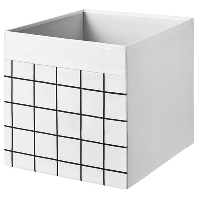 Kutija, bijela/karo šara, 33x38x33 cm