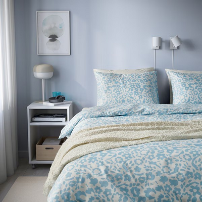Jorganska navlaka i jastučnica, bijela/plava, 150x200/50x60 cm