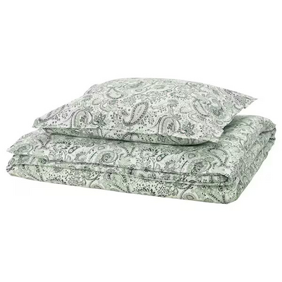Jorganska navlaka i jastučnica, zelena/bijela, 150x200/50x60 cm