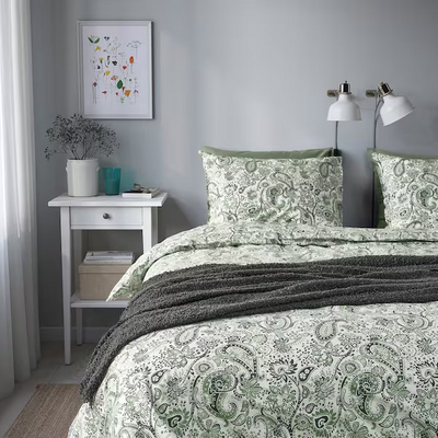 Jorganska navlaka i jastučnica, zelena/bijela, 150x200/50x60 cm