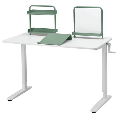 Kombinacija za podesivi radni sto, bijela/svijetlosiva-zelena, 117x60 cm