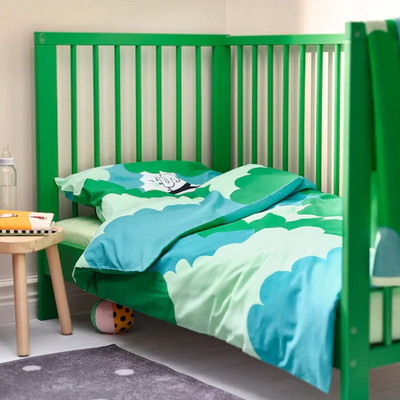 Set posteljine za krevetac, 3-djelni, zelena/tirkizna, 60x120 cm
