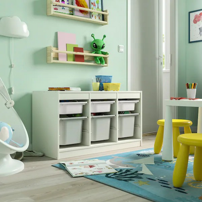 Kombin. odlaganje s kutijama, bijela bijela/siva, 99x44x56 cm