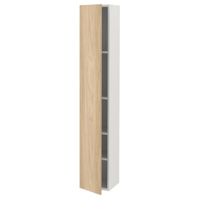 Visoki element s 4 police/vratima, bijela/im. hrastovine, 30x32x180 cm