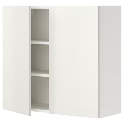 Zidni element s 2 police/vratima, bijela, 80x32x75 cm