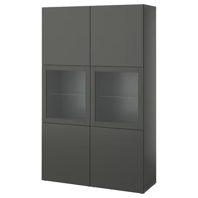 Komb.odlaganje,staklena vrata, tamnosiva Lappviken/Sindvik tamnosiva, 120x42x193 cm