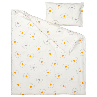 Set posteljine za krevetac, 3-djelni, cvijet bijela/žuta, 60x120 cm