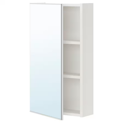 Ormarić s ogledalom s 1 vratima, bijela, 40x17x75 cm