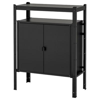 Spojene police s elementima, crna, 85x40x110 cm