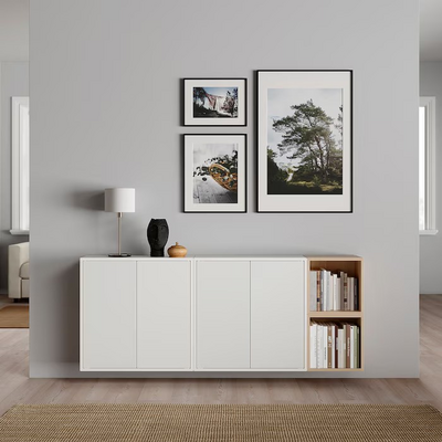 Kombinacija zidnih ormarića, bijela/bijelo b. im. hrastovine, 175x35x70 cm