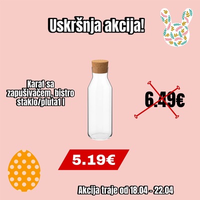 Karaf sa zapušivačem, bistro staklo/pluta1 l