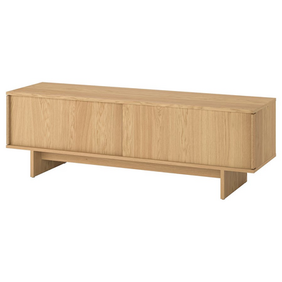 TV stalaža s kliznim vratima, hrastov furnir, 179x42x56 cm