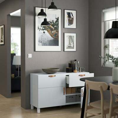 Komb.odlaganje s vratima/fiokama, bijela/Lappviken/Stubbarp bijela, 120x42x74 cm