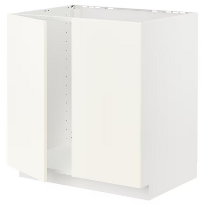 Pod.elem. za sudoperu s 2 vrata, bijela/Vallstena bijela, 80x60 cm