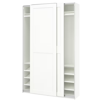 Garderober s kliznim vratima, bijela/bijela, 150x43x236 cm
