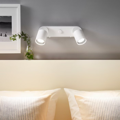 Dvostruka zidna lampa, traj.priklj., bijela