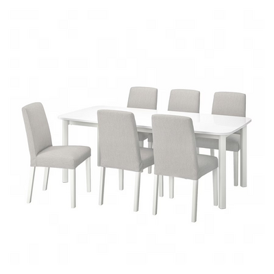 Sto i 6 stolica, bijela/Orrsta svijetlosiva, 150/205/260 cm