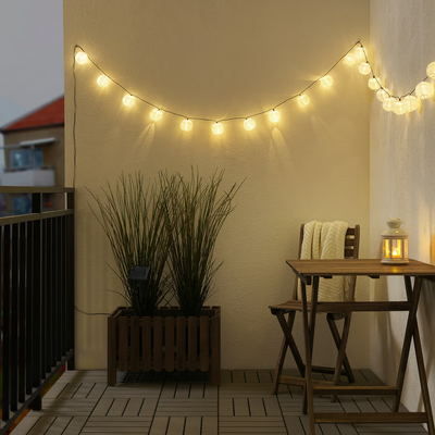 LED lanac s 24 svetla, napolju solarno/lopta bijela