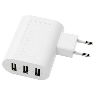 USB punjač, 3 ulaza, bijela