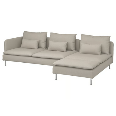Sofa 4-sed i lenjivac, i bez stranice Fridtuna/svijetlobež
