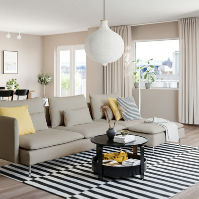 Sofa 4-sed i lenjivac, i bez stranice Fridtuna/svijetlobež