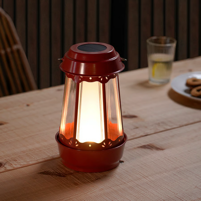 LED solarna stona lampa, kuća/crvena, 25 cm