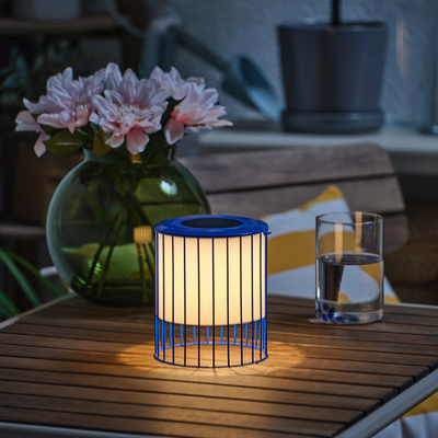 Stona lampa, solarno/plava, 15 cm