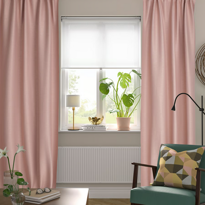 Zav. za zamračivanje prost, 1 par, roze/s trakom za nabiranje, 145x300 cm