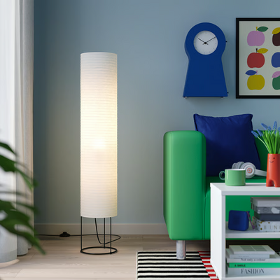 Podna lampa, bijela/crna