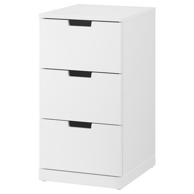 Komoda s 3 fioke, bijela, 40x76 cm
