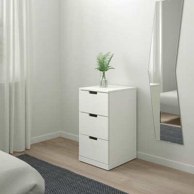 Komoda s 3 fioke, bijela, 40x76 cm