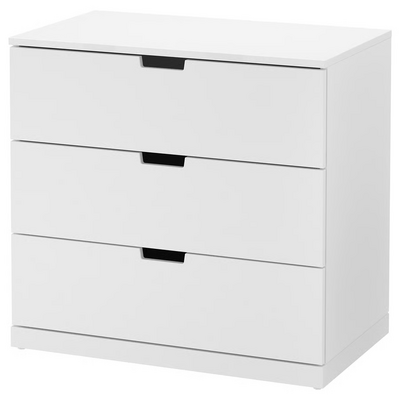 Komoda s 3 fioke, bijela, 80x76