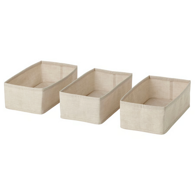 Set kutija, 3 kom., tekstil/bež, 20x38x12 cm