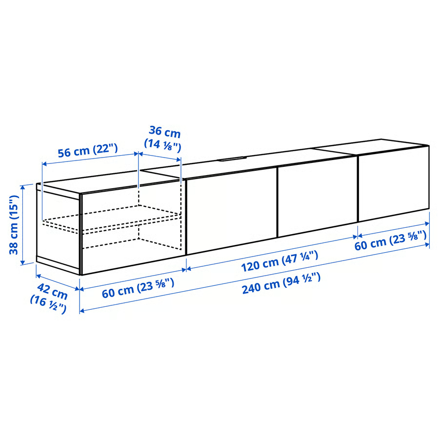 TV stalaža s vratima, bijela/Lappviken bijela, 240x42x38 cm TV stalaža s vratima, bijela/Lappviken bijela, 240x42x38 cm