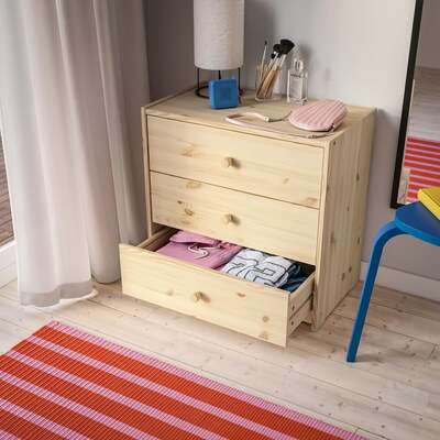 Komoda s 3 fioke, borovina, 60x59 cm