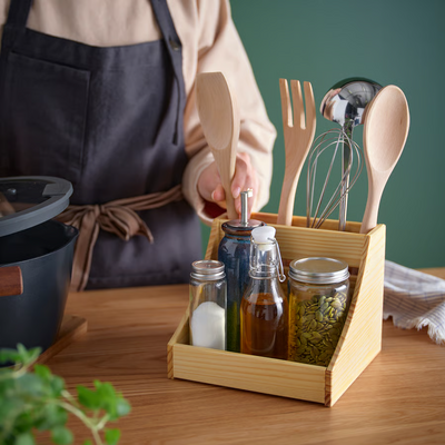 Organizator za kuhinj. radnu ploču, drvo, 20x18x16 cm