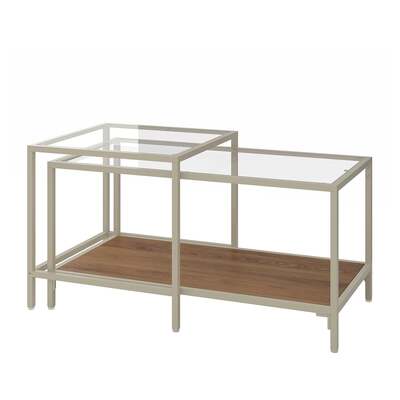 Set stočića, 2 kom., svijetlobež/staklo, 90x50 cm