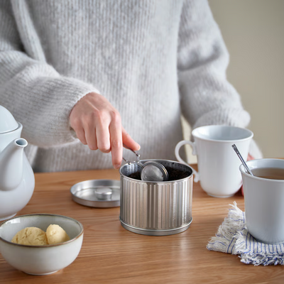 Konzerva s poklopcem, za kafu/čaj/srebrna, 0.6 l