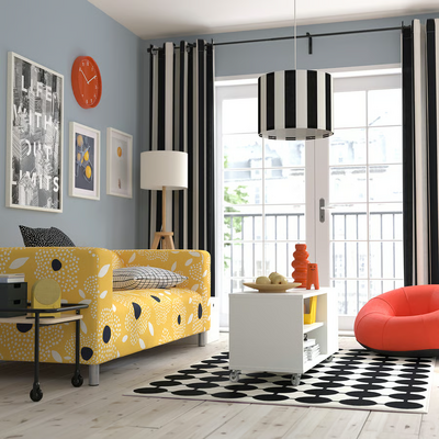 Abažur, crna/bela, 42 cm