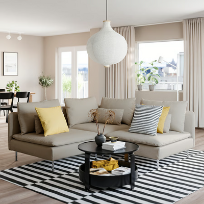 Ugaona sofa, trosjed, Fridtuna svijetlobež