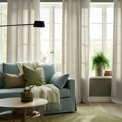 Zavjese, 1 par, bež/s nitnama, 145x300 cm