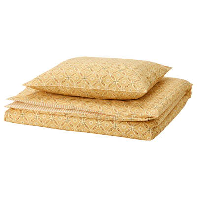 Jorganska navlaka i jastučnica, žuta/raznobojno, 150x200/50x60 cm