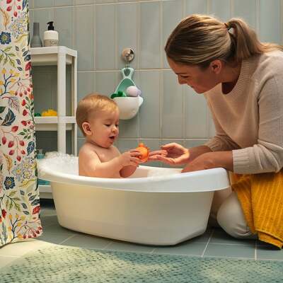 Kadica za bebe, bijela/tirkizna