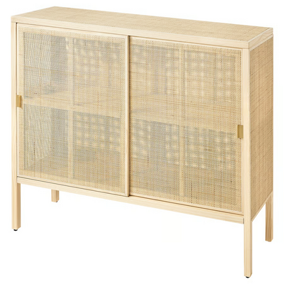 Ormarić s kliznim vratima, ratan/borovina, 125x47x110 cm