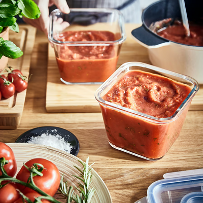 Posuda za hranu, kvadrat/staklo, 1.2 l