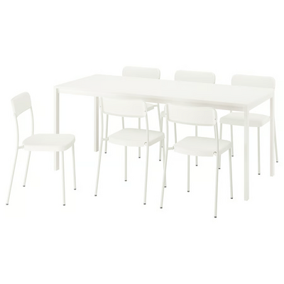 Sto i 6 stolica, bijela/bijela, 120/180x74 cm
