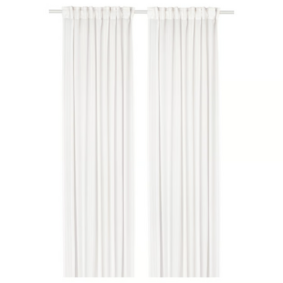 Tanke zavjese, 1 par, bijela/s trakom za nabiranje, 145x300 cm