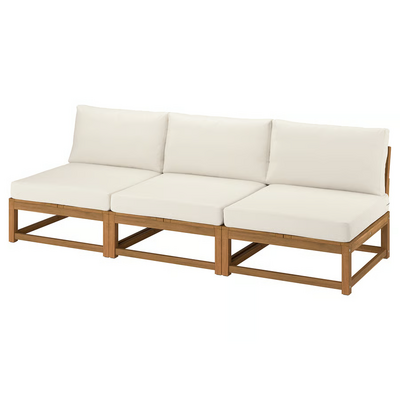 Modularna sofa trosjed, napolju svijetlosmeđe bajcovano/Frösön/Duvholmen bež, 243 cm