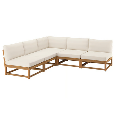 Modularna ugaona sofa za 4 osobe, napolju svijetlosmeđe bajcovano/Frösön/Duvholmen bež, 254 cm